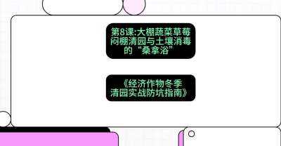 第8节：【大棚蔬菜草莓】闷棚清园与土壤消毒的&ldquo;桑拿浴&rdquo;，课程：《经济作物冬季清园&middot;实战防坑指南》#识农AI