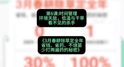 第6节：时间管理环境天敌，低温与干旱&mdash;&mdash;看不见的杀手，课程：《3月春耕除草定全年：省钱、省药、不烧苗、少打两遍药的秘密》